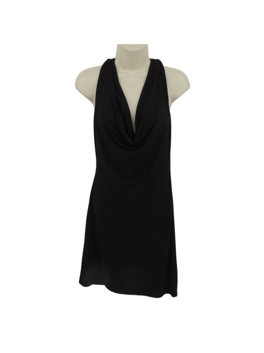 Spense Women Medium Black Plunge Neck Open Back Sleeveless Cocktail Dress Y2K